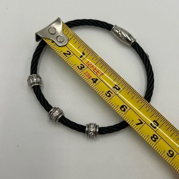 GM China Stainless Steel Twisted Black Rope Magnetic Bracelet - Picture 2 of 5